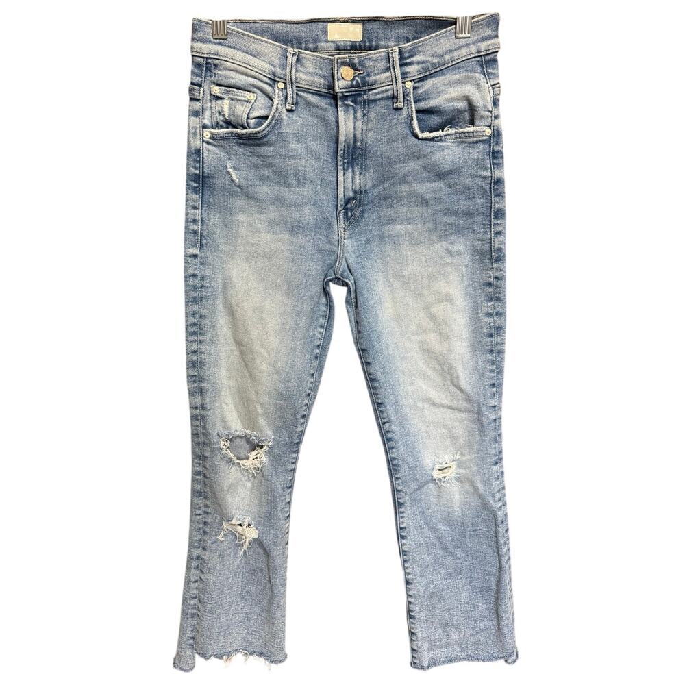 Mother The Insider Crop Step Fray Distressed Jeans In Love In A Boat Size 28 - Picture 3 of 14
